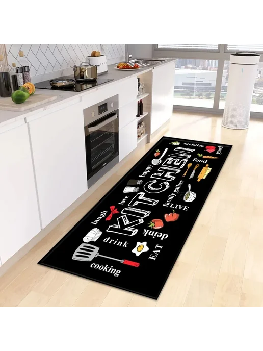 facaishu Водонепроницаемый ковёр для кухни Alfombra Vinilicas Cocina, черный, фото 3