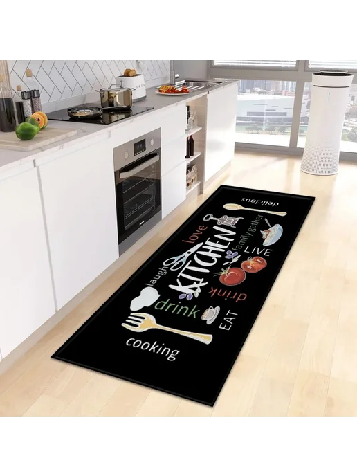 facaishu Водонепроницаемый ковёр для кухни Alfombra Vinilicas Cocina, черный