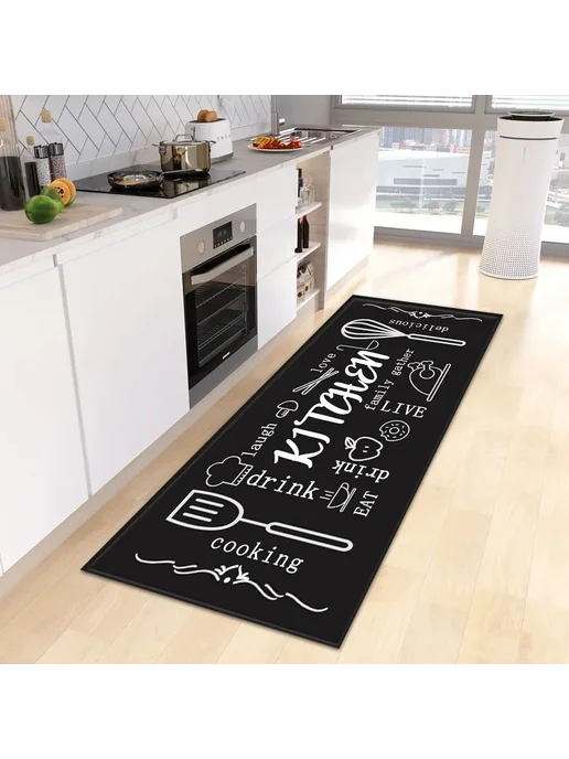 facaishu Водонепроницаемый ковёр для кухни Alfombra Vinilicas Cocina, черный, фото 2