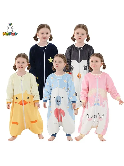 Нет бренда Детский спальный мешок MICHLEY флис для детей 1-3 лет, серый, фото 2