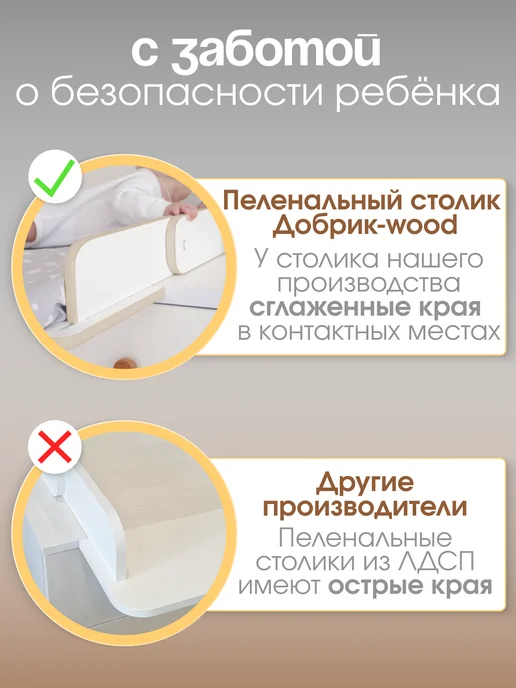 Добрик-wood Доска пеленальная деревянная, белый, фото 2