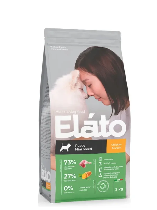 Сухой корм Elato Holistic для собак, мелкие, щенки, курица, утка, 2 кг, фото 3