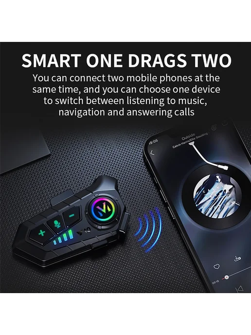 Нет бренда Bluetooth 5.3 Гарнитура Для Шлема С Аккумулятором 2000 мАч, 2000 мАч, фото 4
