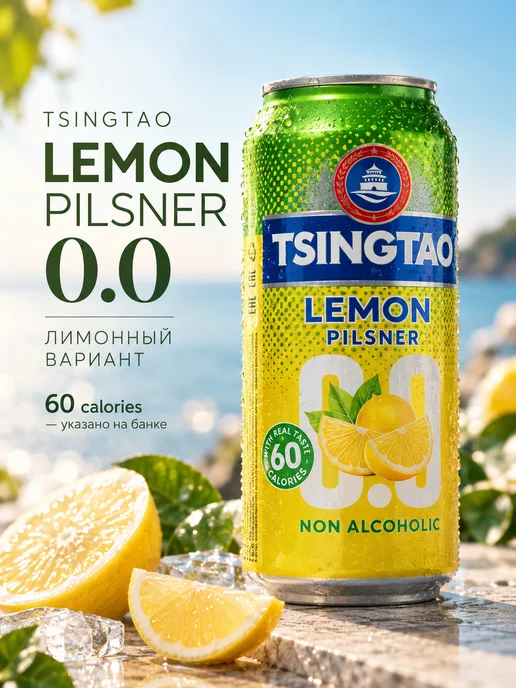Tsingtao Безалкогольное пиво с лимоном Циндао, вариант, фото 2