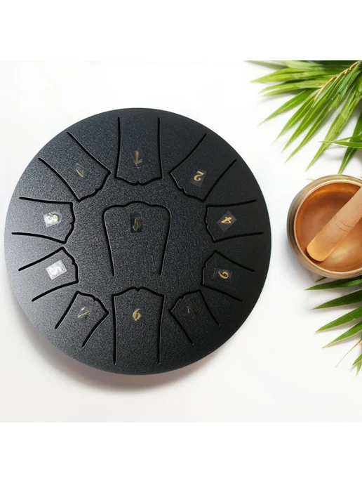 Стальной тамбурин 6 дюймов, 11 нот, Handpan, черный, черный, фото 2