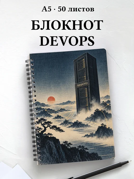 Блокнот DevOps-инженера с мотивирующими цитатами