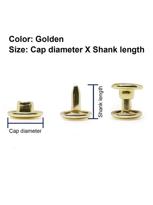 Нет бренда Металлические заклепки с двойной крышкой 6-12 мм 7x10mm 50 s, желтый