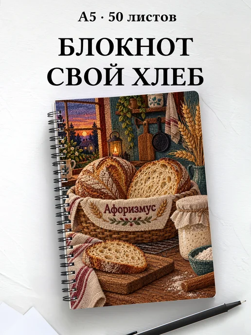 Блокнот Хлеб на закваске с мотивирующими цитатами