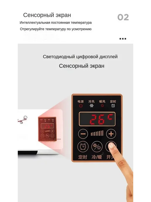 Керамический настенный тепловентилятор 2000W, белый, 2000 Вт, фото 8