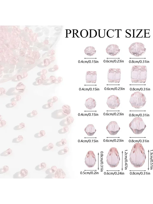 Нет бренда Розовые хрустальные бусины Pink Mixed 300шт, 300 шт