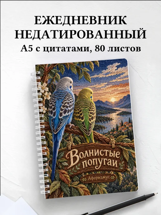 Ежедневник недатированный Волнистые попугаи