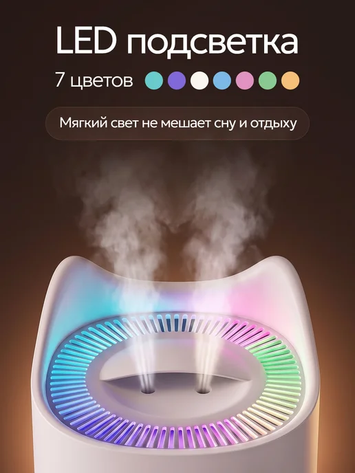 Увлажнитель воздуха для дома бесшумный с подсветкой, вариант, фото 4