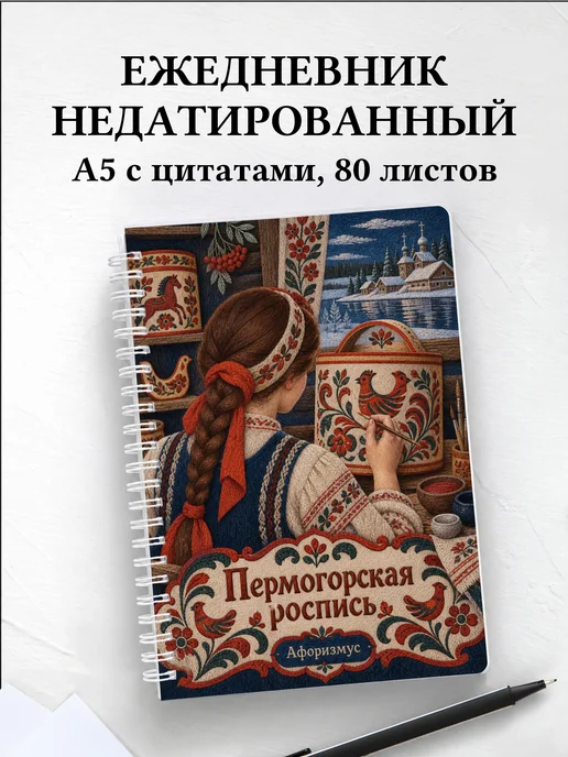 Ежедневник недатированный Пермогорская роспись