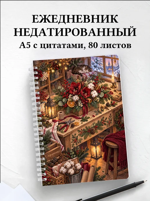 Ежедневник недатированный Рождественская флористика
