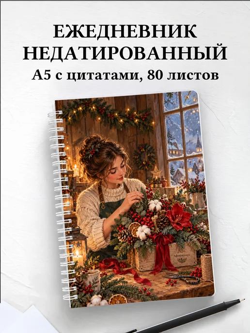 Ежедневник недатированный Рождественская флористика