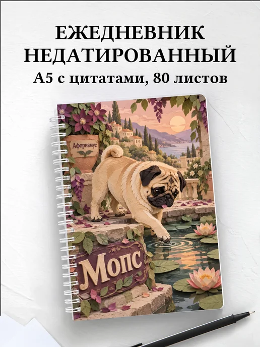 Ежедневник недатированный Мопс