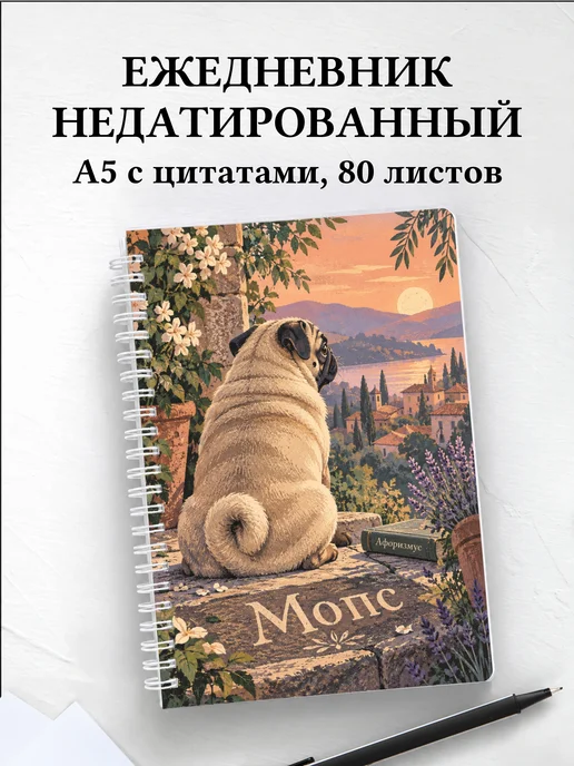 Ежедневник недатированный Мопс
