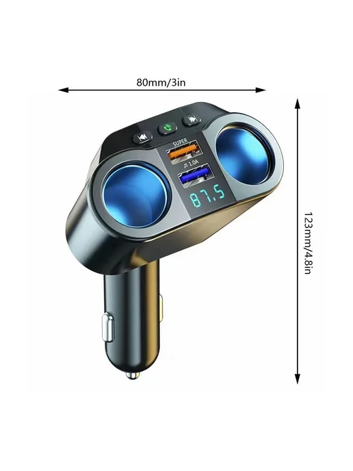 Автомобильный FM-трансмиттер с громкой связью, Bluetooth и, фото 3