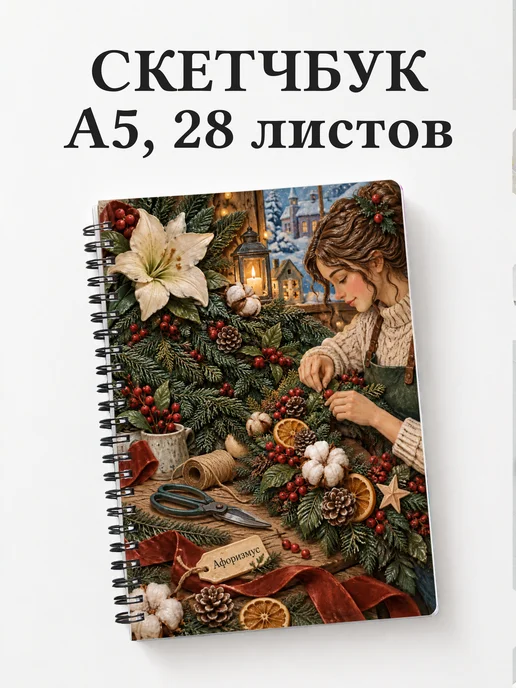 Скетчбук Рождественская флористика