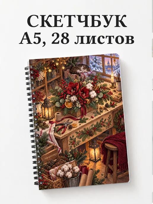 Скетчбук Рождественская флористика
