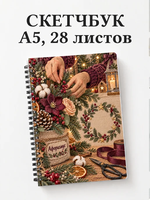 Скетчбук Рождественская флористика