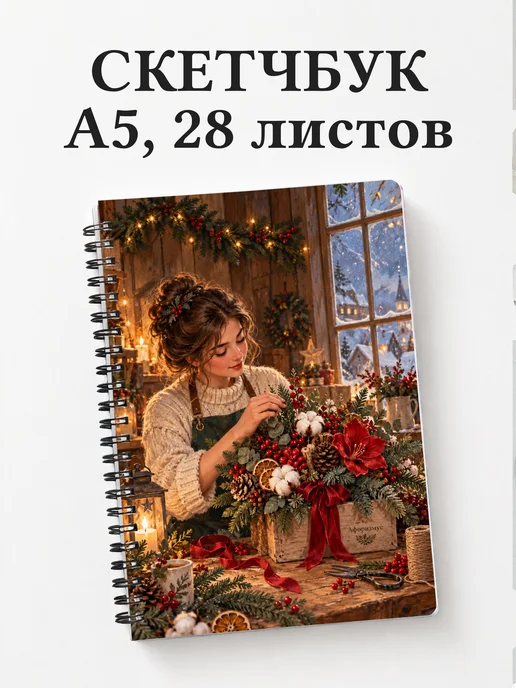 Скетчбук Рождественская флористика