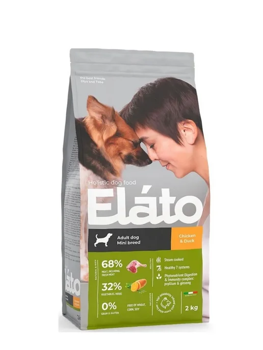 Сухой корм Elato Holistic для собак, мелкие, курица, утка, 2 кг, фото 3