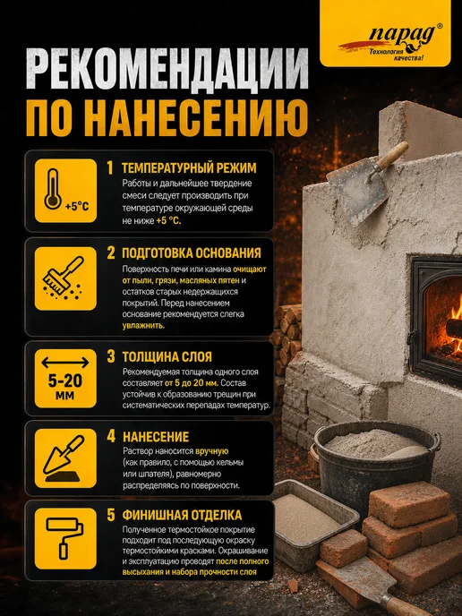 Жаростойкая кладочная смесь, термостойкая, 2кг, 2 кг, фото 5