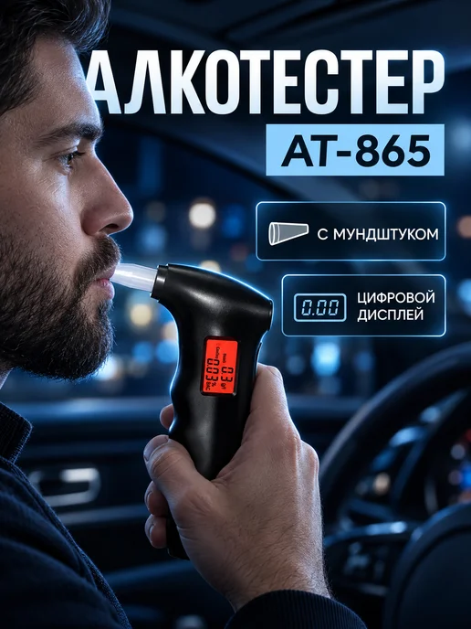 SONAX Алкотестер с мундштуками AT-865 цифровой, черный, фото 2